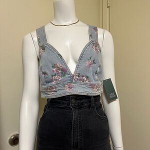 NWT - Wild Fable floral denim vest - Size S,XL